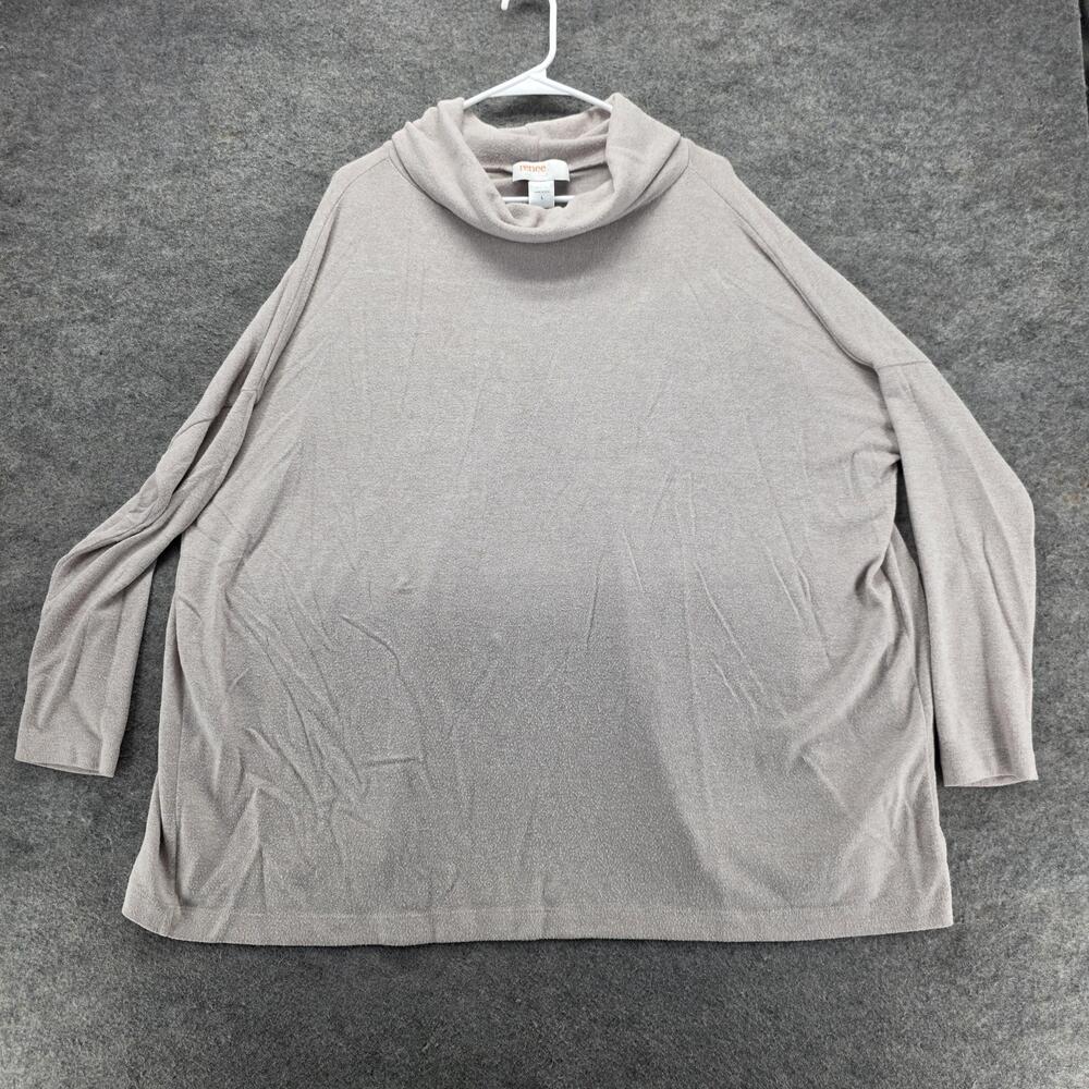 Renee C. Sweater Womens L Beige Cowl Neck Pullover Oversized Dolman Sleeve